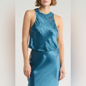 MOTHER The Athletic Tank Silky Feeling Blue Top NWT Size XS